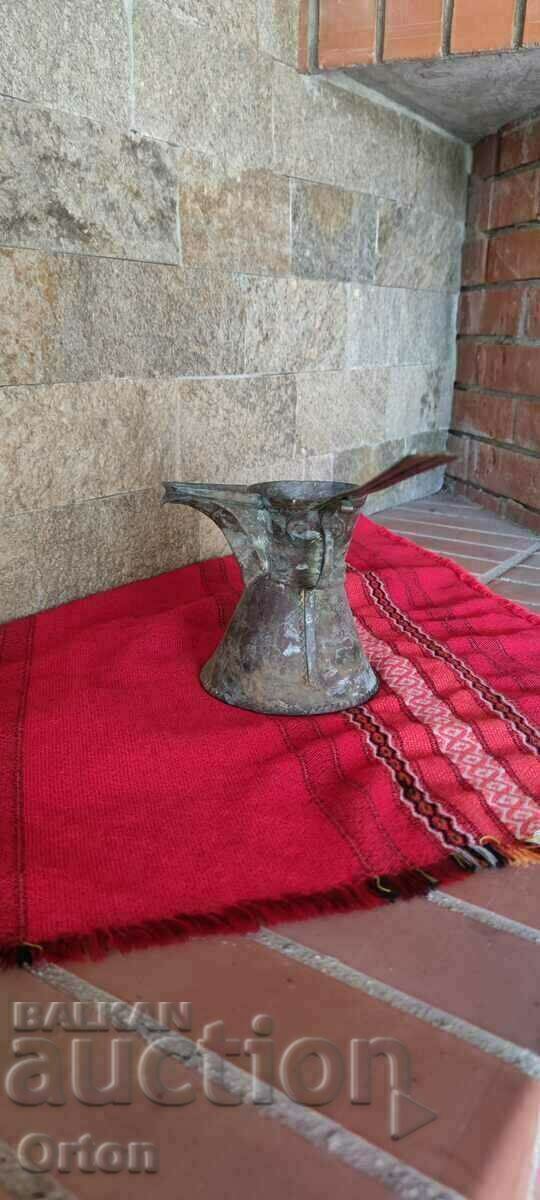 Голямо османско старо ковано медно джезве - 6 Голямо османско старо ковано медно джезве - 6
