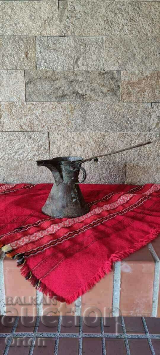 Голямо османско старо ковано медно джезве - 7 Голямо османско старо ковано медно джезве - 7