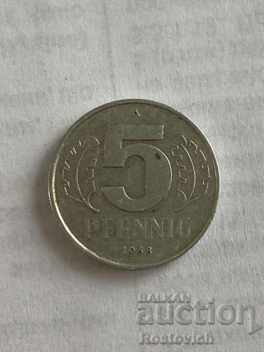 Germany 5 Pfennig 1968 GDR.