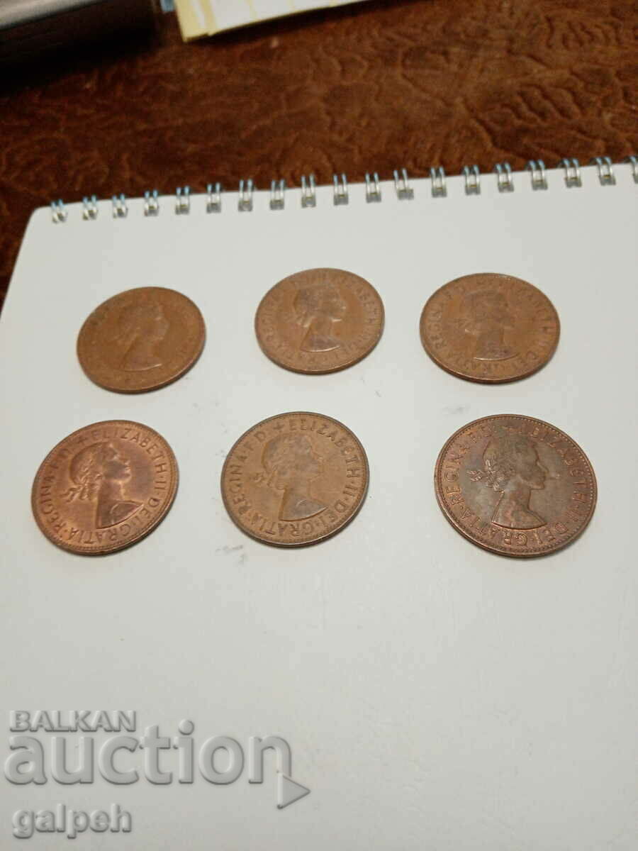 GREAT BRITAIN - 1 PENNY SET - 5 GREAT BRITAIN - 1 PENNY SET - 5