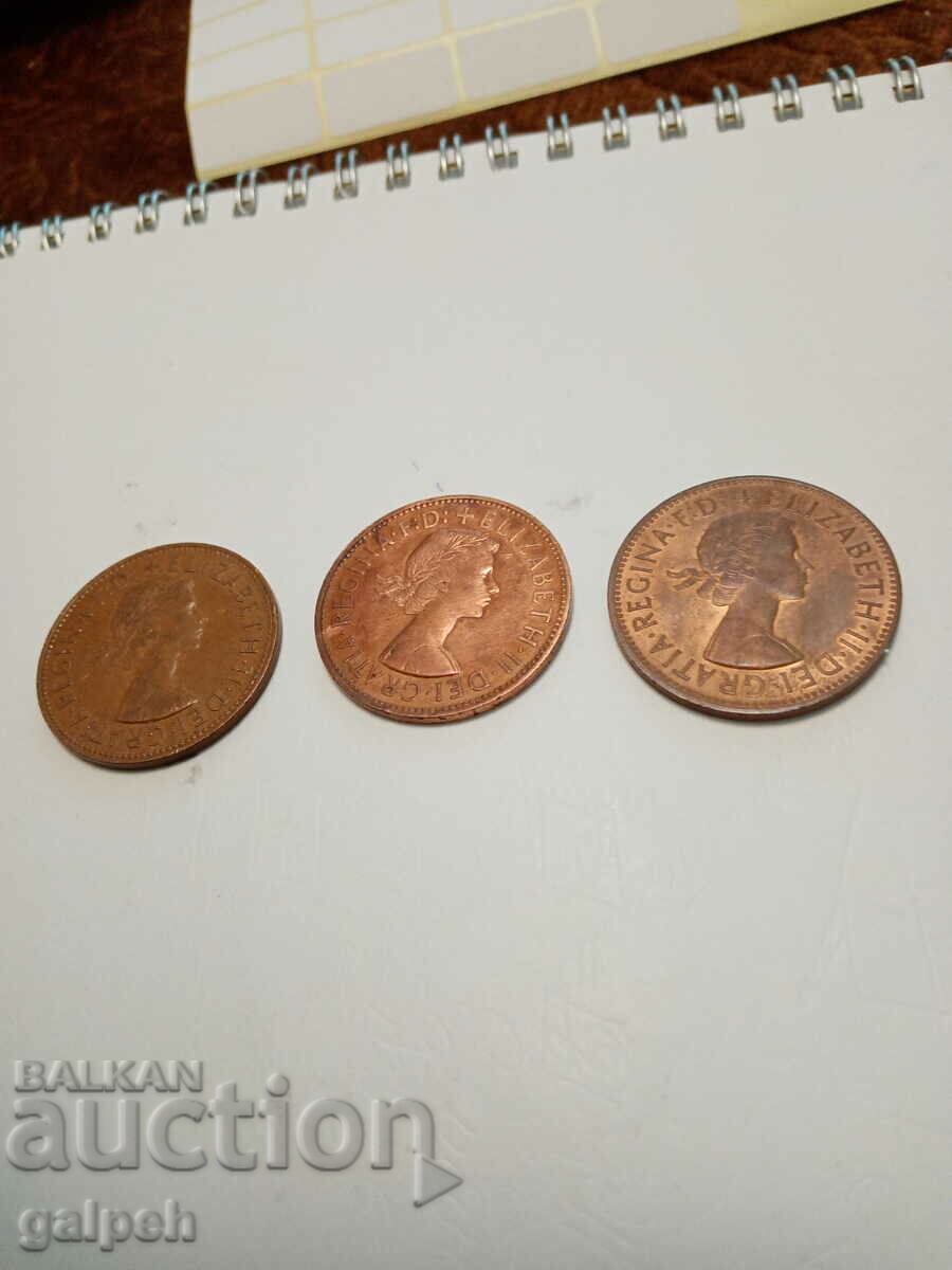 GREAT BRITAIN - 1 PENNY SET - 5 GREAT BRITAIN - 1 PENNY SET - 5