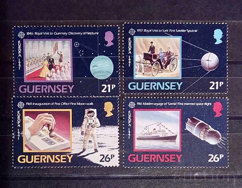 Guernsey / Guernsey 1991 Ευρώπη CEPT Διάστημα / Πλοία / Άλογα MNH