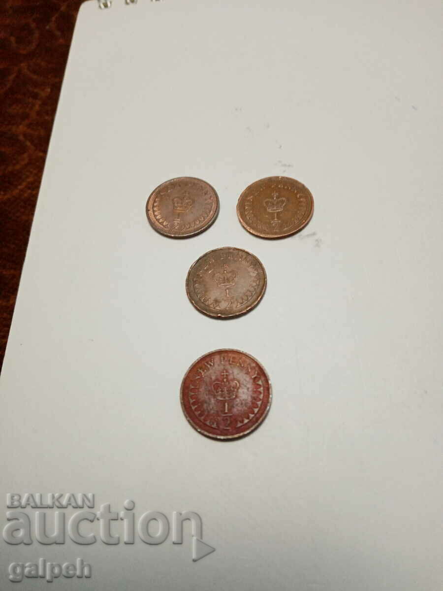 GREAT BRITAIN - 1/2 PENNY SET - 5 GREAT BRITAIN - 1/2 PENNY SET - 5