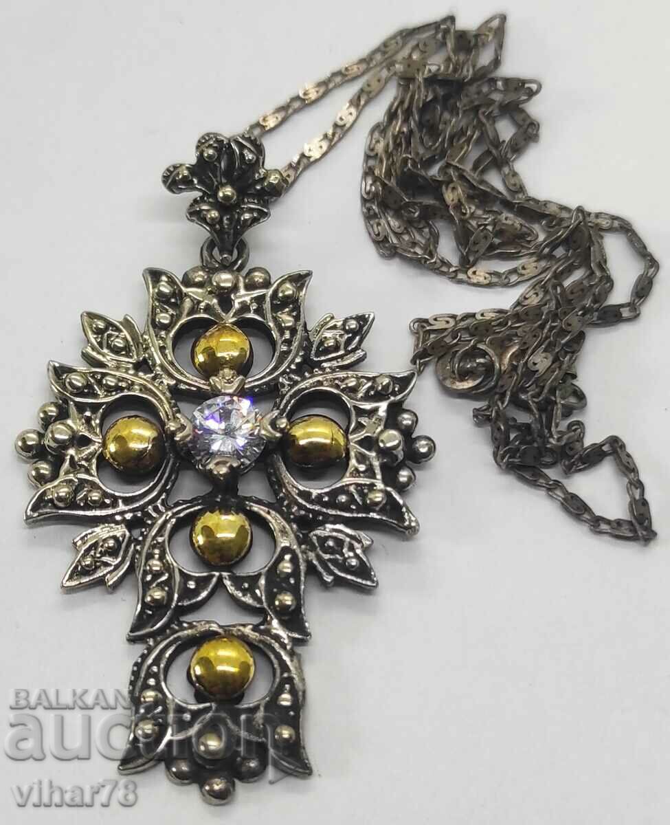 A very beautiful cross made of silver and gold