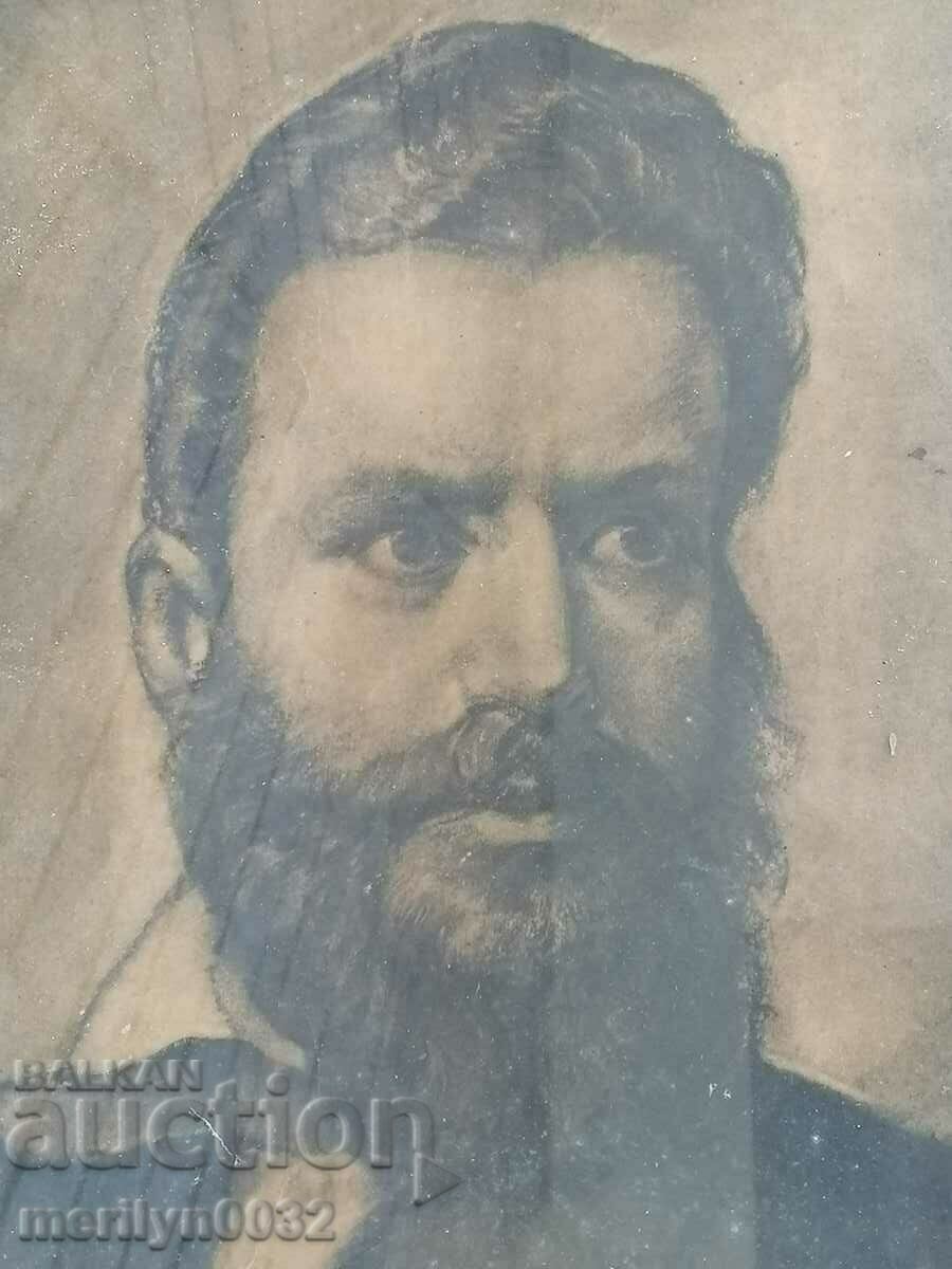 Old portrait of Hristo Botev lithograph 58/45cm with the frame - 5 Old portrait of Hristo Botev lithograph 58/45cm with the frame - 5