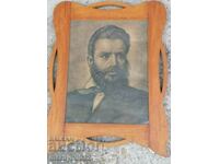 Old portrait of Hristo Botev lithograph 58/45cm with the frame