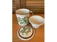 Ceramic tea cup filter and lid - Rosa canina