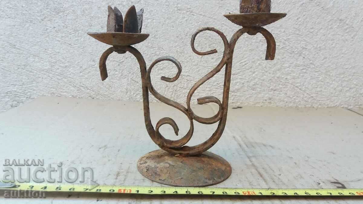 OLD SOLID METAL CANDLEHOLDER - PAIR with price 4.99 BGN | € 2.55 OLD SOLID METAL CANDLEHOLDER - PAIR with price 4.99 BGN | € 2.55