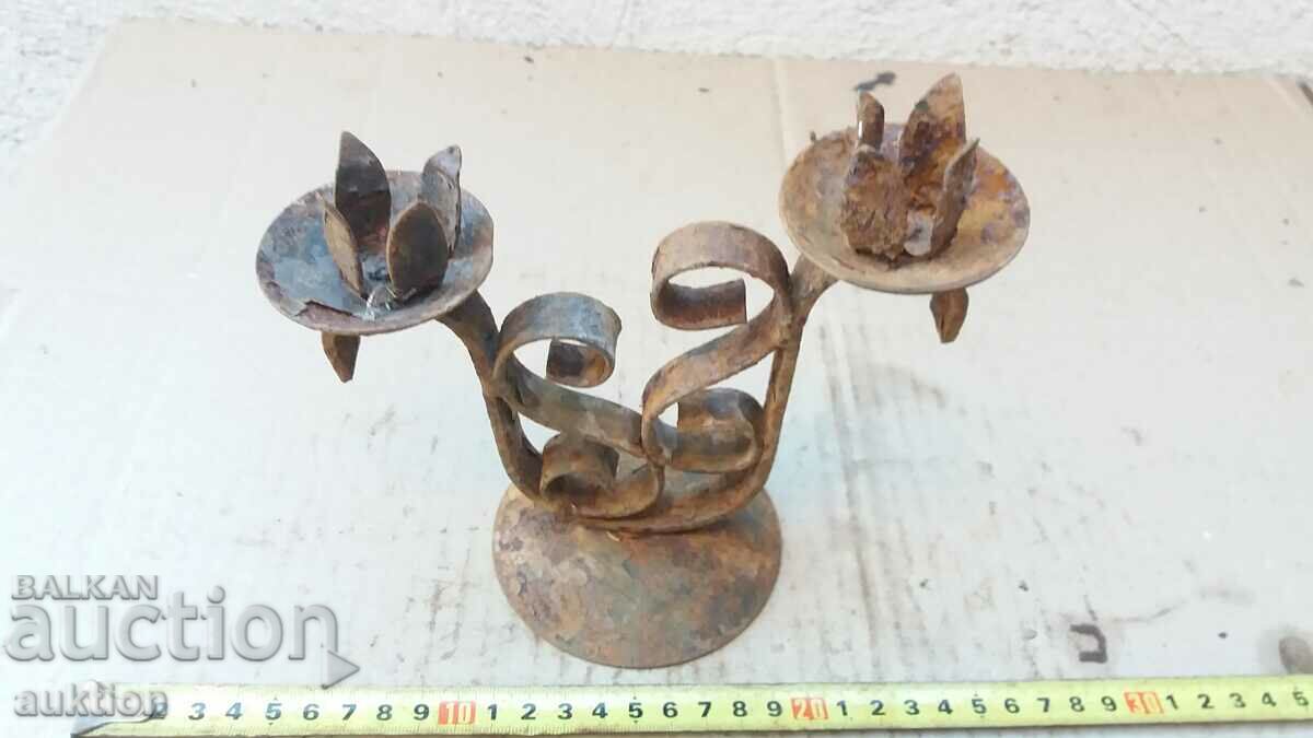 Auction OLD SOLID METAL CANDLEHOLDER - PAIR Auction OLD SOLID METAL CANDLEHOLDER - PAIR