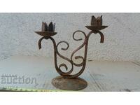 OLD SOLID METAL CANDLEHOLDER - PAIR