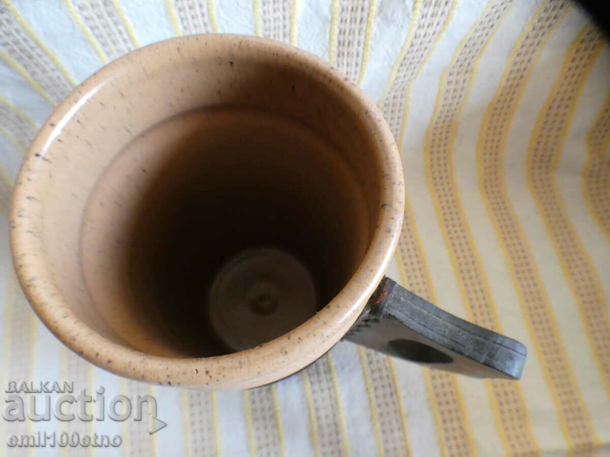 Ceramic mug with leather cover and metal coat of arms of Sofia - 5 Ceramic mug with leather cover and metal coat of arms of Sofia - 5