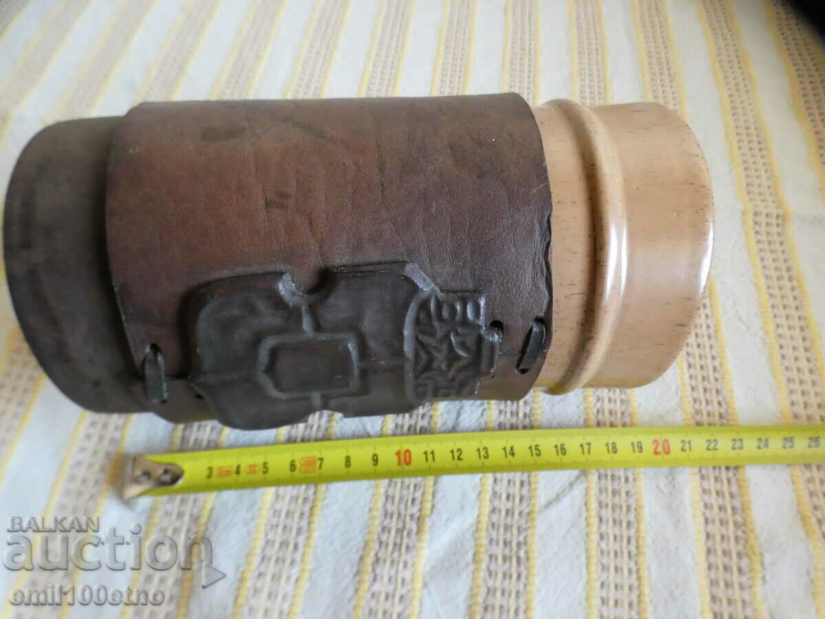 Ceramic mug with leather cover and metal coat of arms of Sofia - 7 Ceramic mug with leather cover and metal coat of arms of Sofia - 7