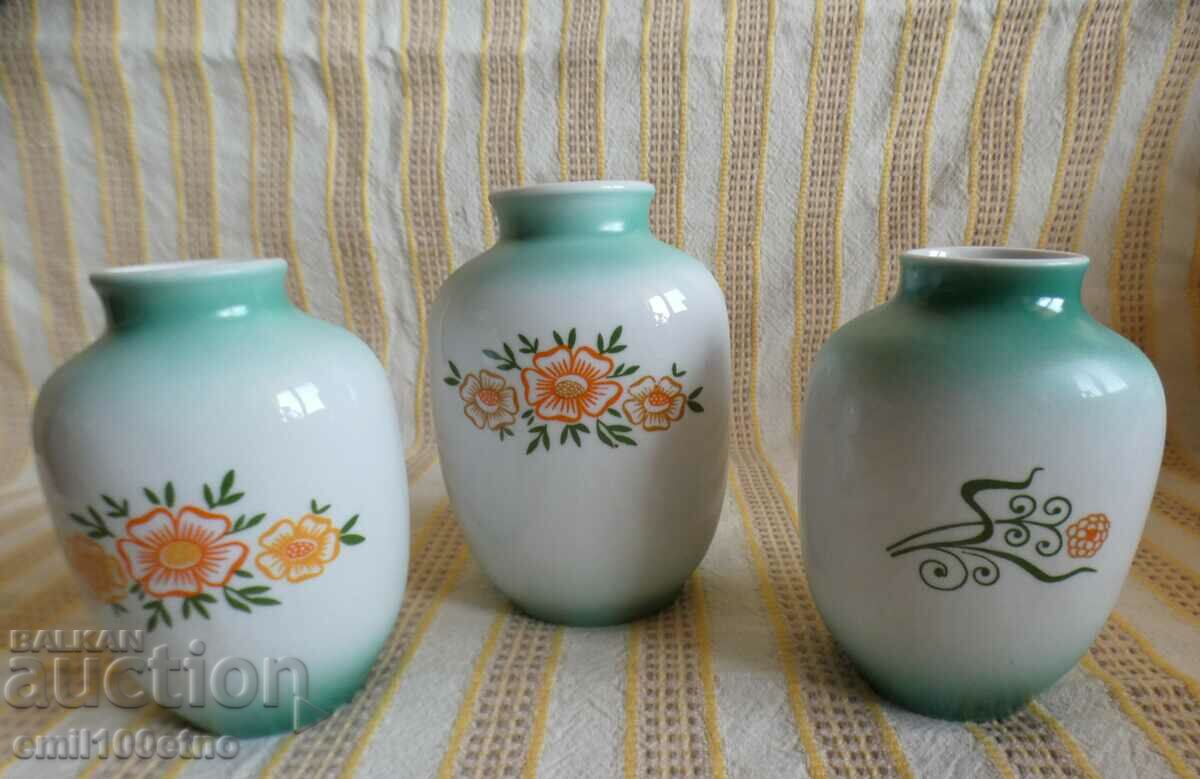 Set of 3 beautiful small vases porcelain CMIELOW Poland