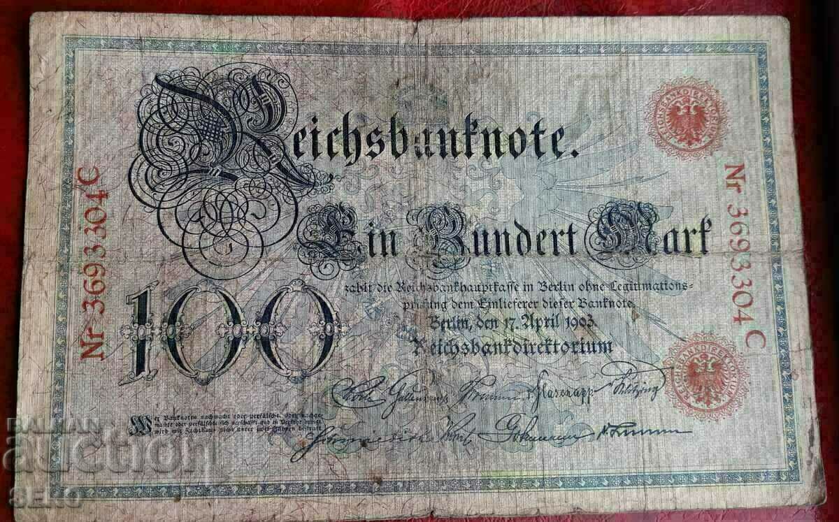 Banknote-Germany-100 marks 1903-excl. rare