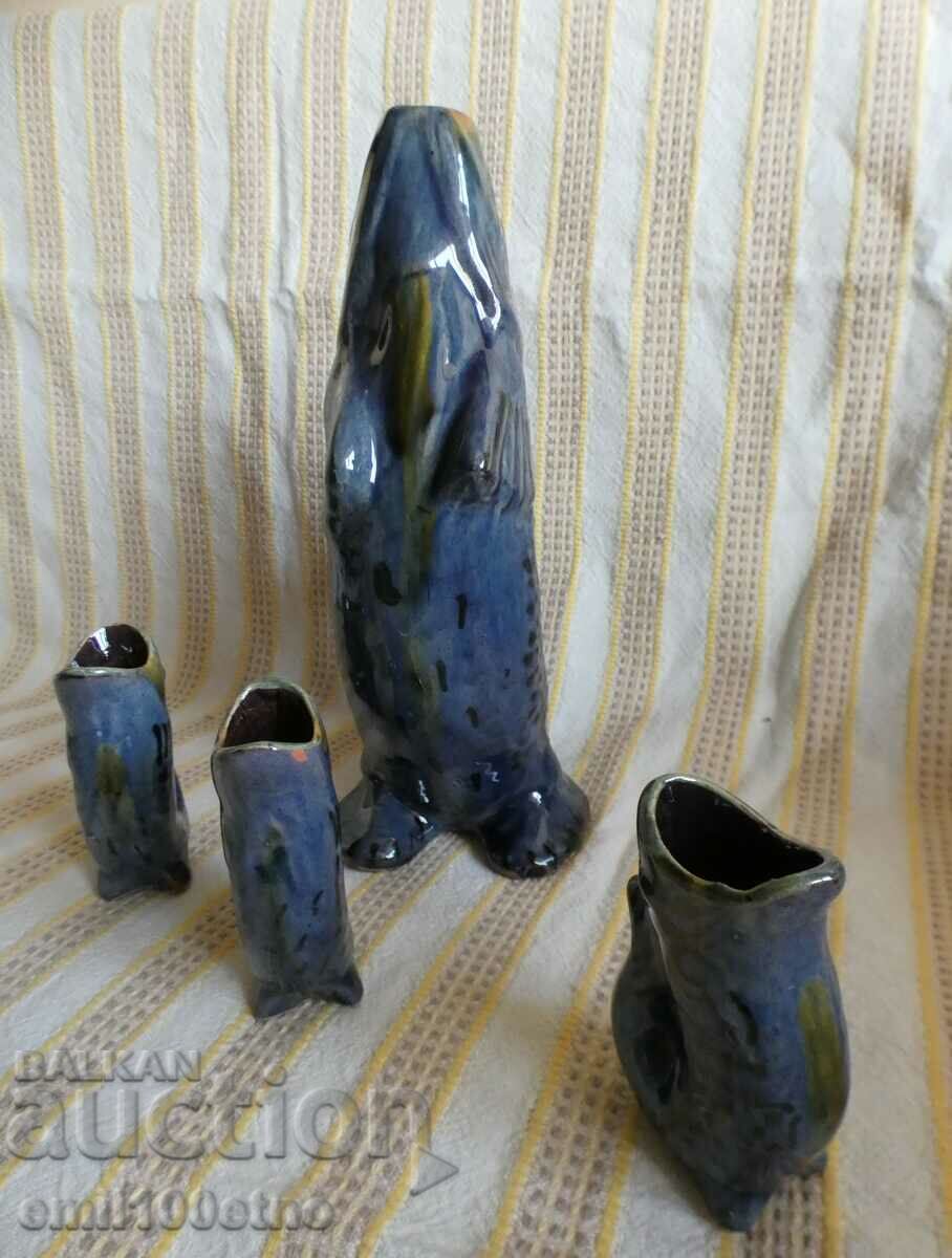 Jug in the shape of Fish plus 3 fish cups - ceramic - 5 Jug in the shape of Fish plus 3 fish cups - ceramic - 5