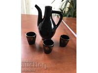 CERAMIC POT, MUG AND CUPS FOR WARMED BRANDY