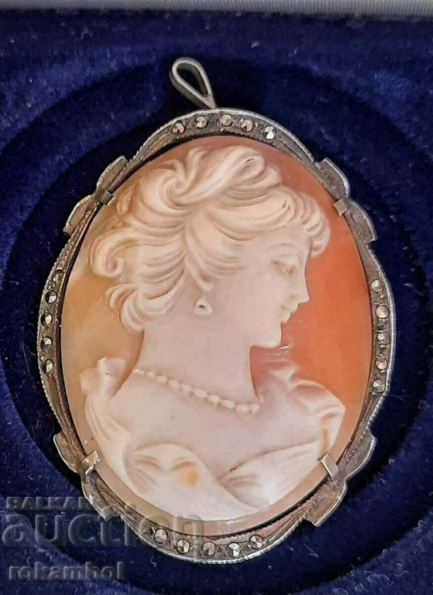 Antique Silver Victorian Cameo Brooch/Pendant - 5 Antique Silver Victorian Cameo Brooch/Pendant - 5