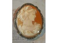 Broșă/pandantan din argint antic Cameo victorian