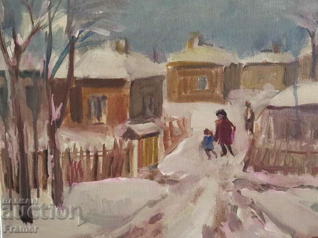 Delivery of Nikola Daskalov 1941 - 2010 Winter morning landscape oil painting Delivery of Nikola Daskalov 1941 - 2010 Winter morning landscape oil painting