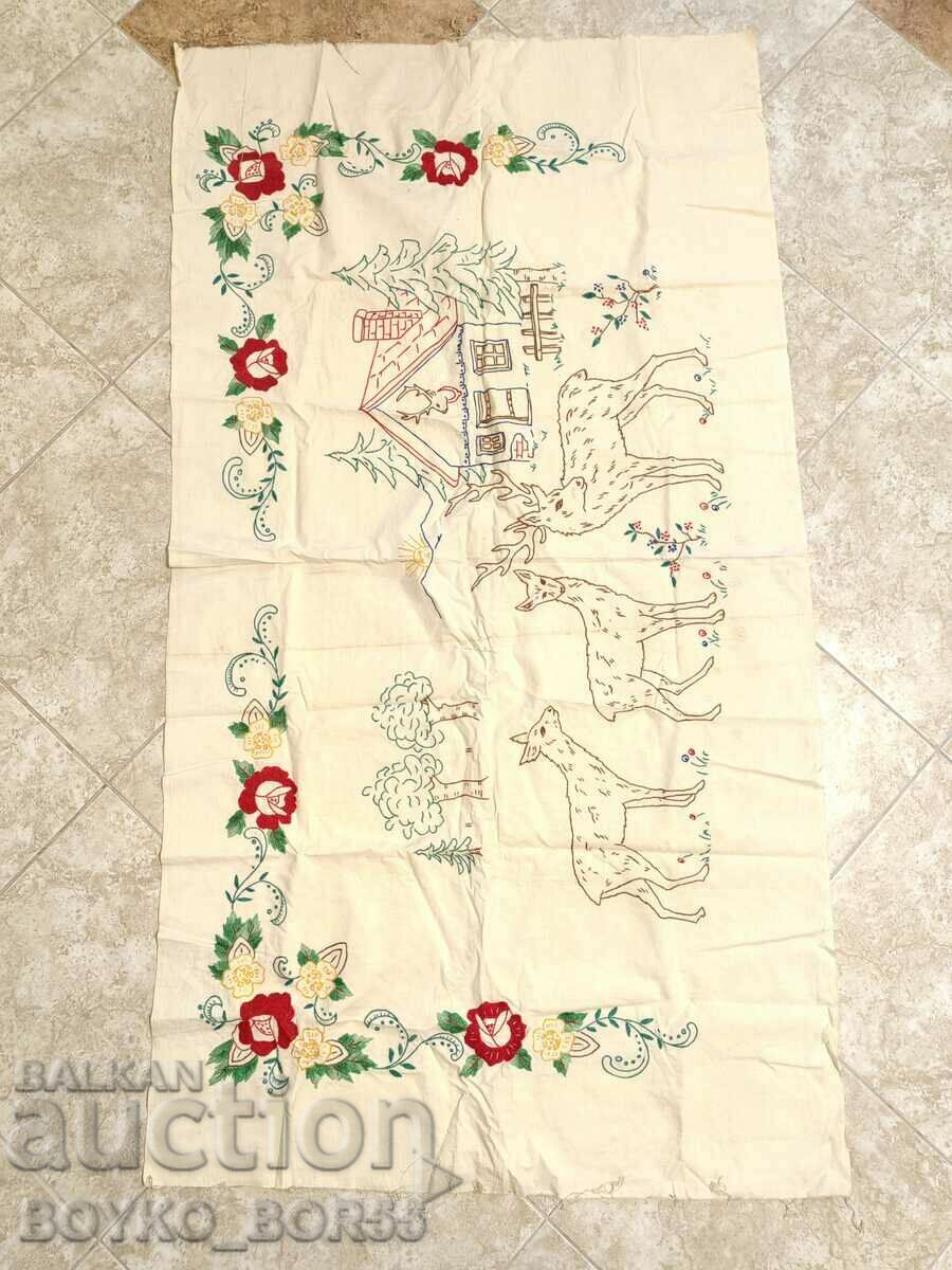 OLD EMBROIDERED CARPETS WALL SQUARE RUG EMBROIDERY 140/78 cm