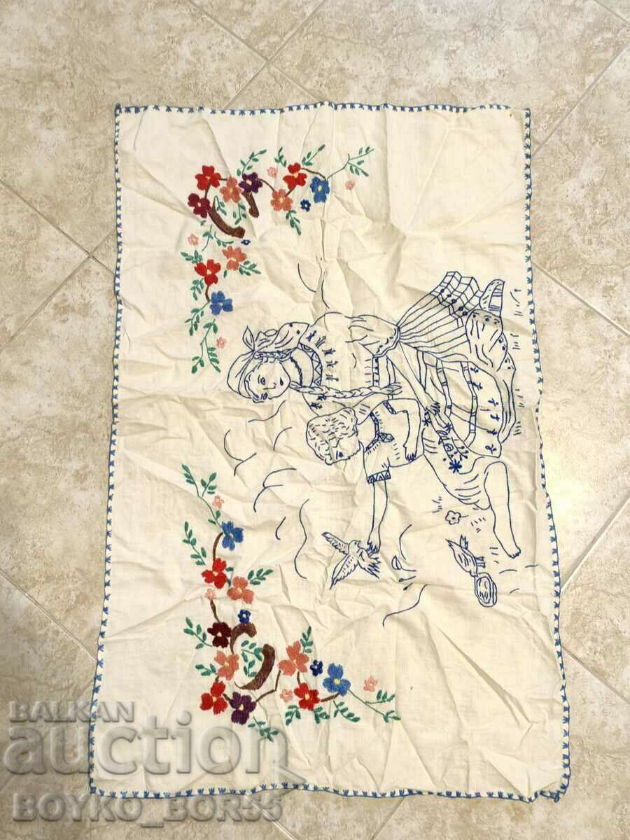 OLD EMBROIDERED CARPETS WALL SQUARE RUG EMBROIDERY 83/53 cm