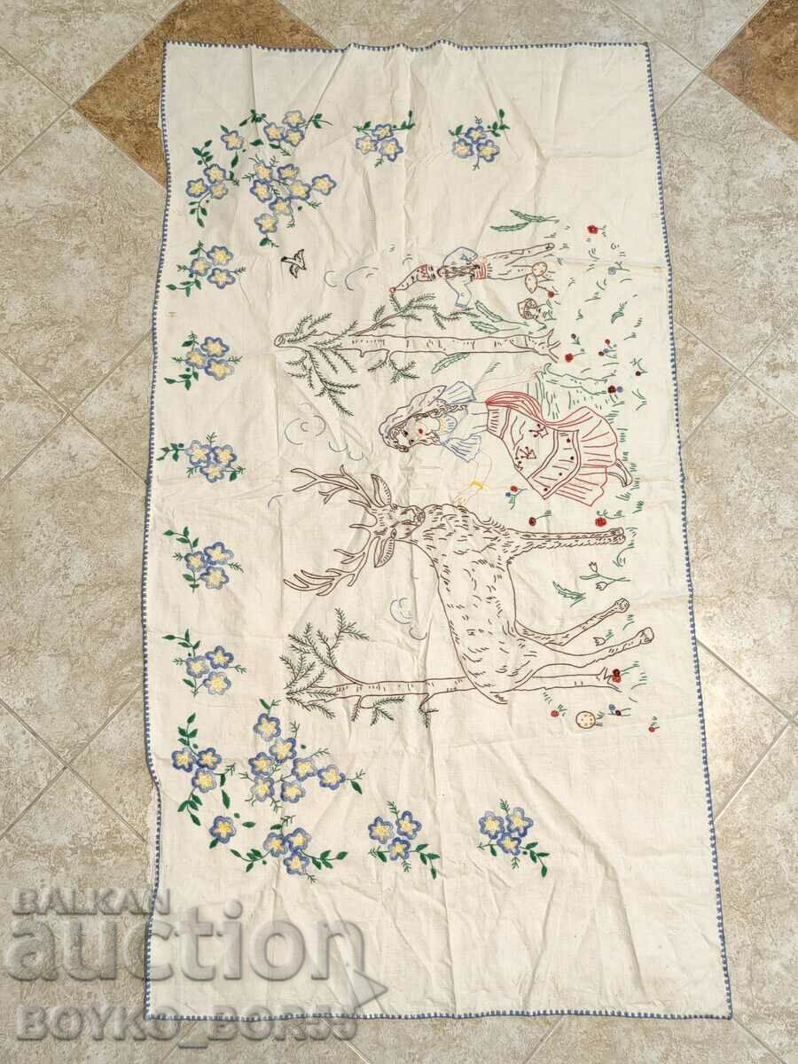 OLD EMBROIDERED CARPETS WALL SQUARE RUG EMBROIDERY 140/80 cm