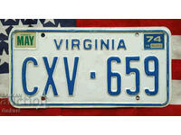 American license plate Plate VIRGINIA