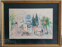 STOYAN VASILEV 1904 - 1977 Landscape 1965 painting oil pastel