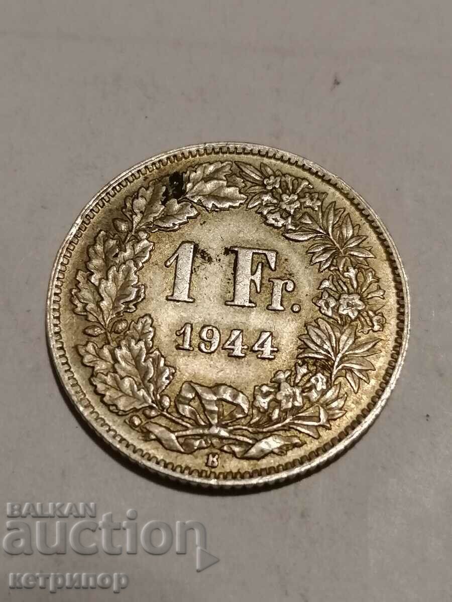 1 φράγκο Ελβετία ασήμι 1944