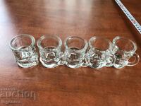 GLASS CUPS THICK GLASS EMBOSSED FROM SOCA FOR BRANDY - 5 PCS.