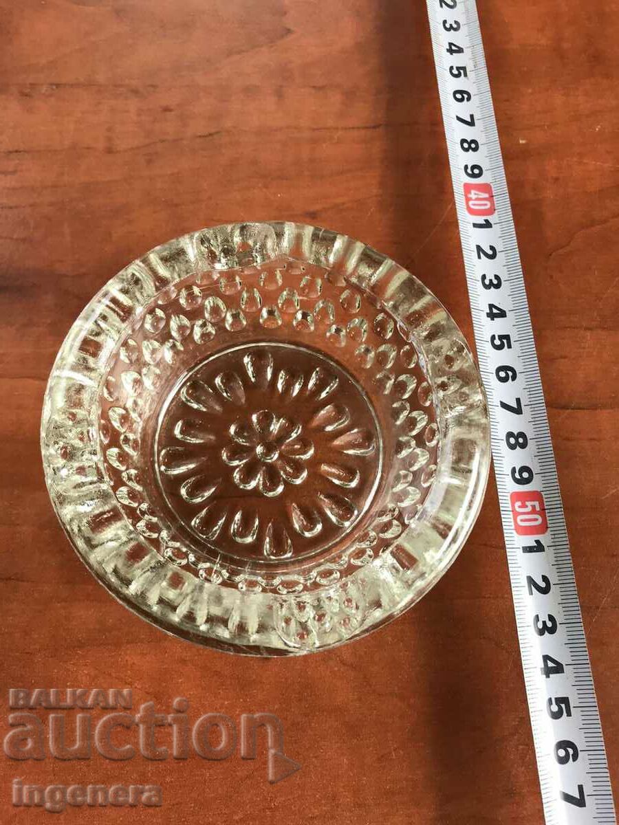 THICK GLASS ASHTRAY EMBOSSED FROM THE 70'S