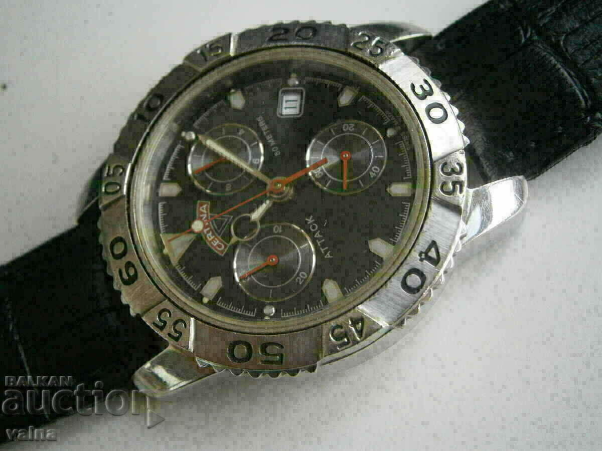 Auction  CERTINA Attack, quartz chronograph, WR 50m, All steel, Swiss