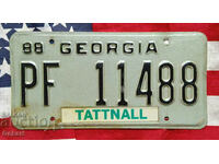 Placă de înmatriculare SUA GEORGIA 1988 SUA