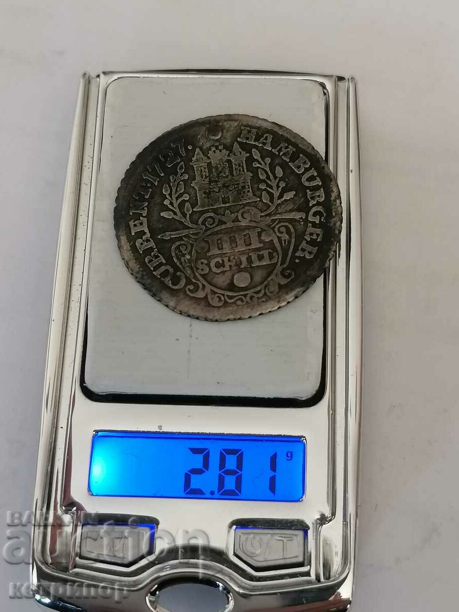 Auction 4 Shillings Hamburg 1727 Silver Germany Auction 4 Shillings Hamburg 1727 Silver Germany