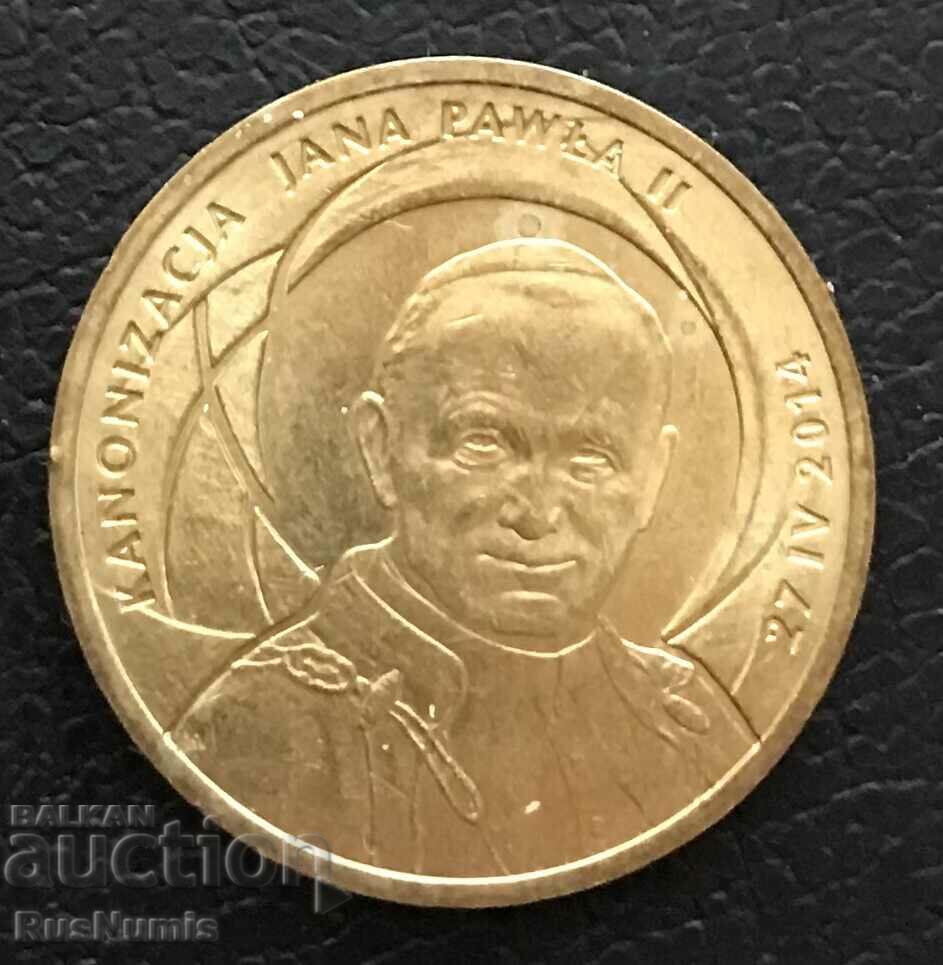 Poland.2 zlotys 2014 Pope John Paul II. UNC.