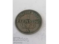 1 pfennig 1851 Prusia cupru Germania