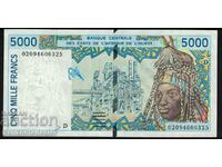 Statele Africii de Vest 5000 Franci 2002 P 113m Ref 6325 Unc