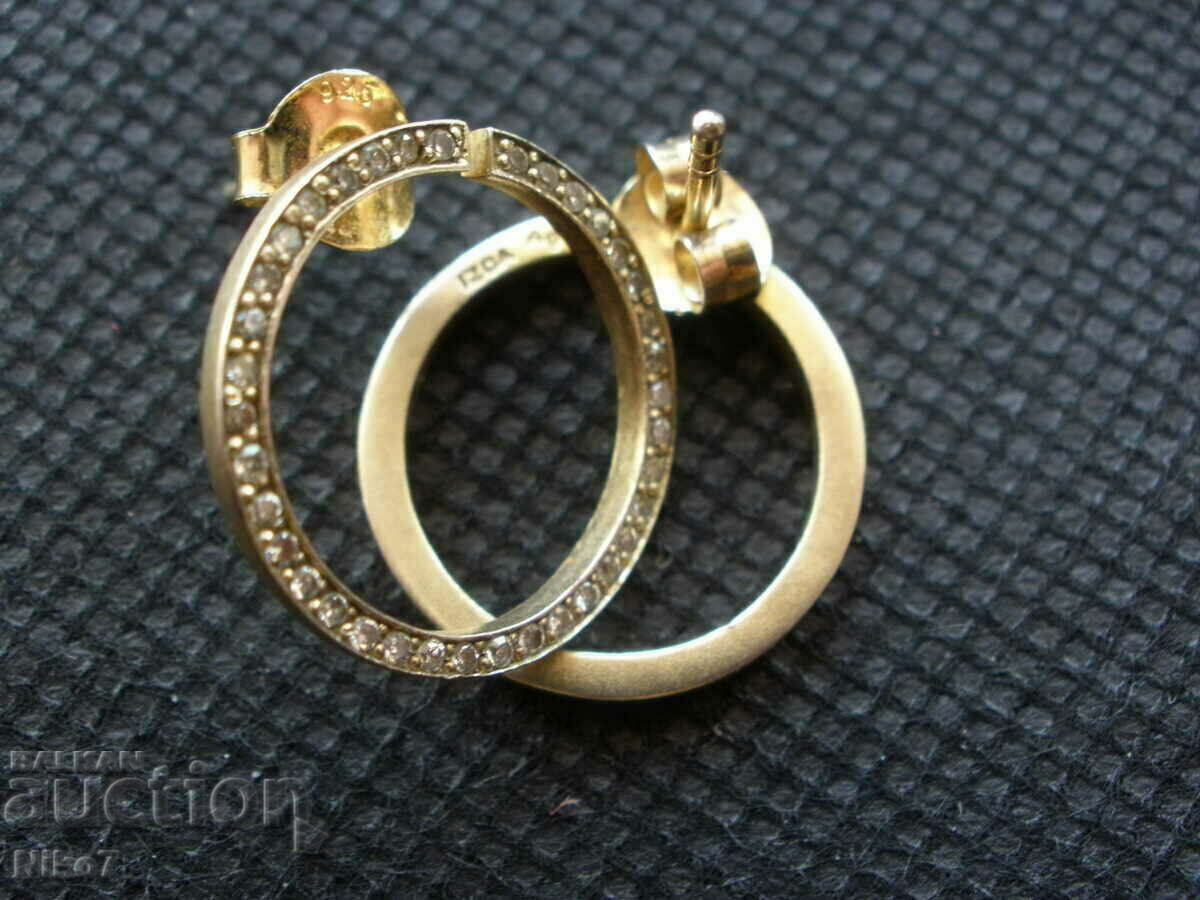 Spectacular, designer, silver earrings with gold plating-"IZCA" - 5 Spectacular, designer, silver earrings with gold plating-"IZCA" - 5