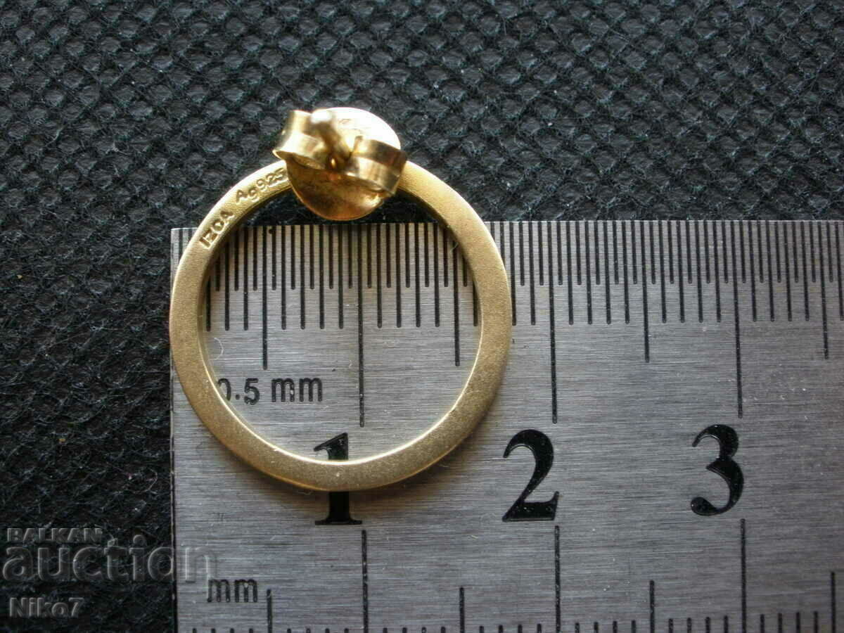 Ефектни,дизайнерски,сребърни обици с позлата-"IZCA" - 6