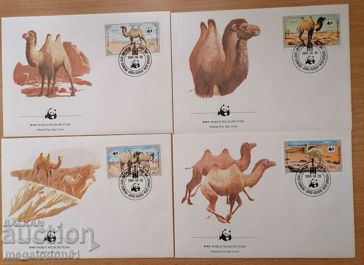 Μογγολία - WWF, καμήλα με δύο καμπούρες, φάκελοι πρώτης ημέρας