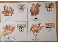 Μογγολία - WWF, καμήλα με δύο καμπούρες, φάκελοι πρώτης ημέρας