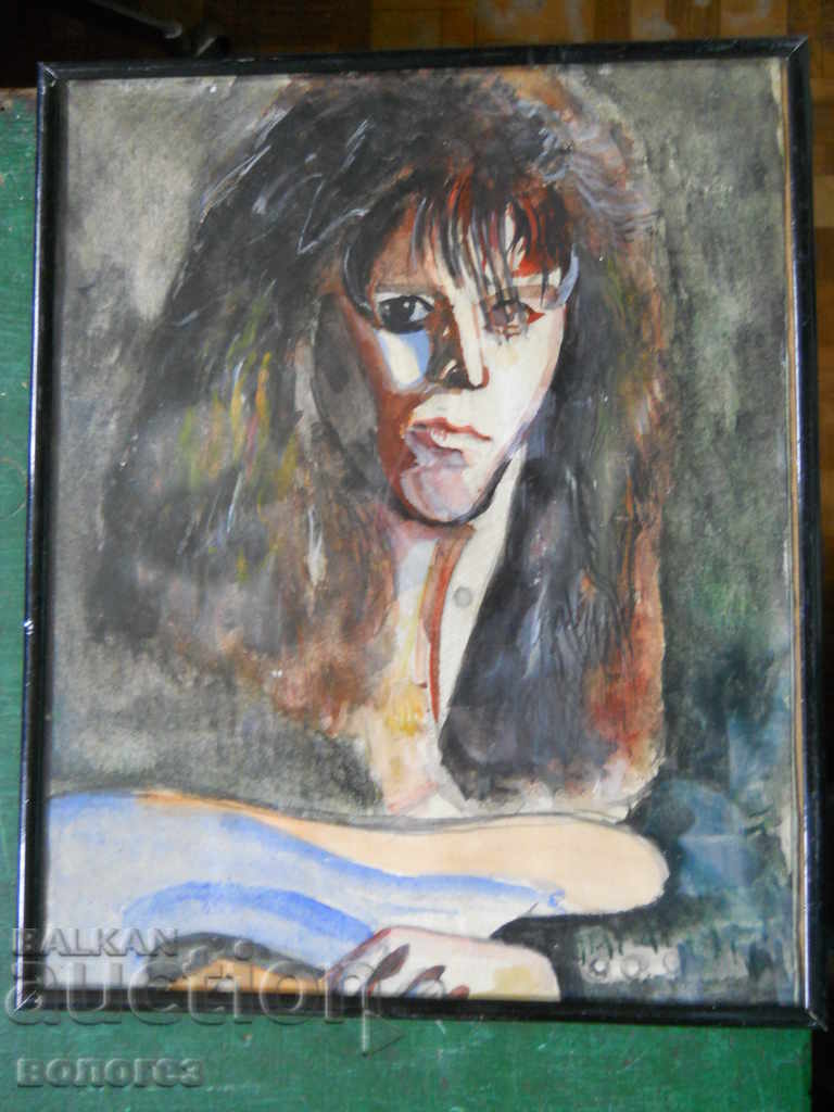 tablou - portretul unui muzician rock (semnat)