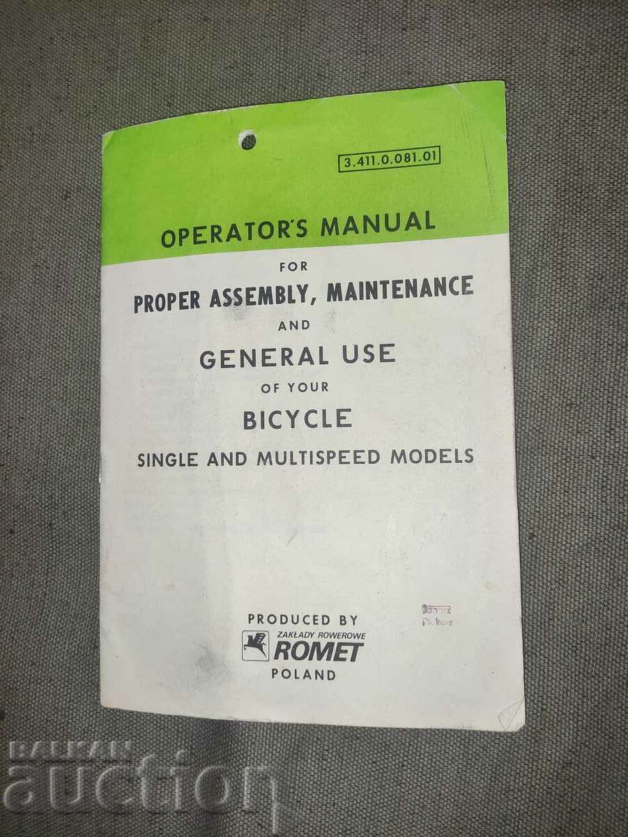 Operator's for manual bicycle Romet Poland