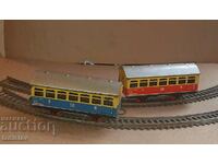 Antique tin toy railway cars
