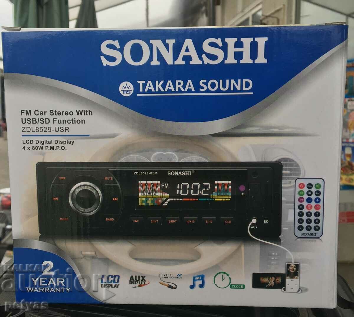 Car radio SONASHI RS-8828AR, Bt, MP3 Reads from USB, SD or MM