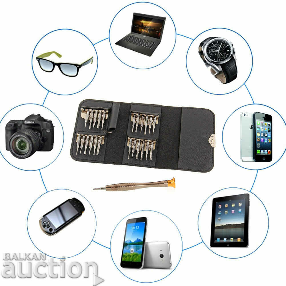 Set of tools for repairing screwdrivers, watches, phones, etc