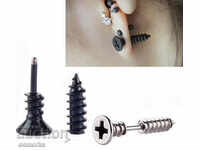 Earrings in screwdriver shape feminine tarika black