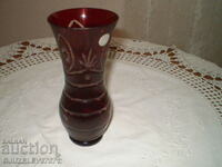 Vase Crystal Red Glass