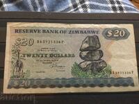 Zimbabwe $20 1983 Giraffe Elephant