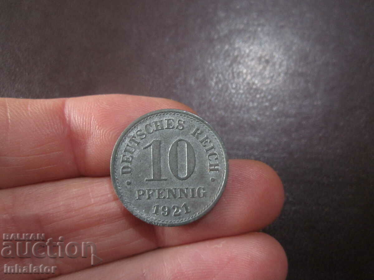 1921 10 pfennig Germany Zinc - excellent